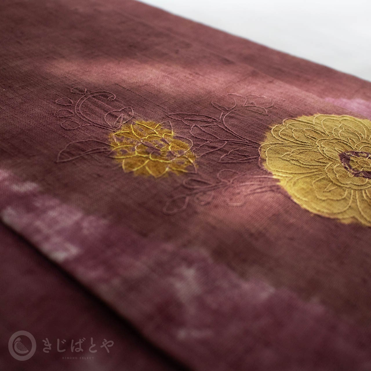 正絹紬 葡萄酒色に刺繍のなごや | きじばとや