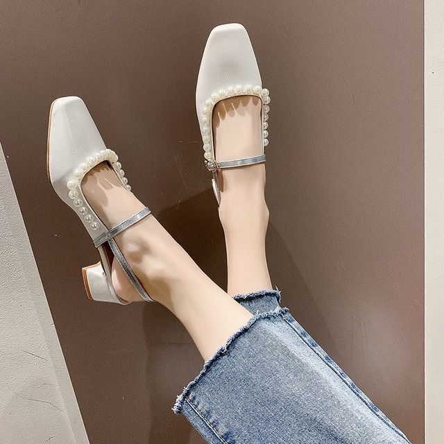 サンダルサマーパールシングル 靴 シューズ 夏物 真珠 部族の婦人靴43527689917