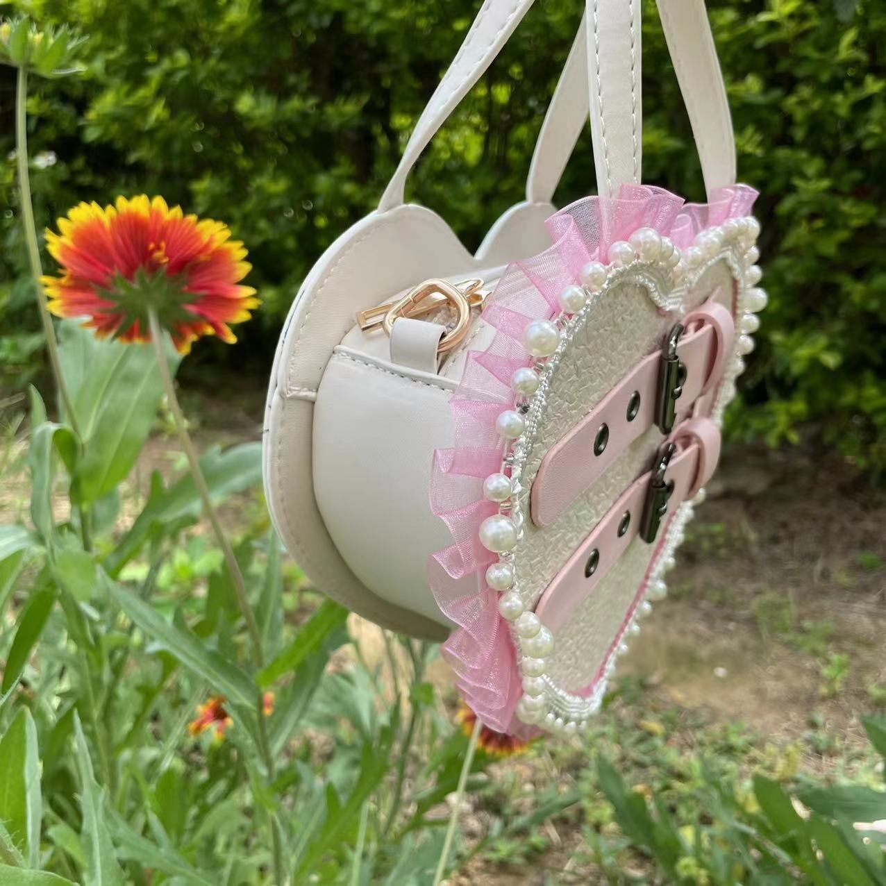 2way】鞄 ハート 姫 デコレーション 可愛い 原宿 】リボン ハート 赤