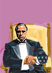 Godfather｜マーロン・ブランドが魅せる名作映画アートポスター｜重厚なモノクロ肖像が空間をスタイリッシュに演出A4ポスター