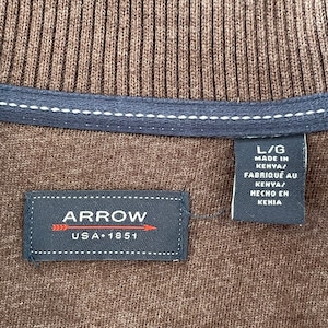 【ARROW】ハーフジップ スウェット プルオーバー 無地 プレーン ベージュ L US古着