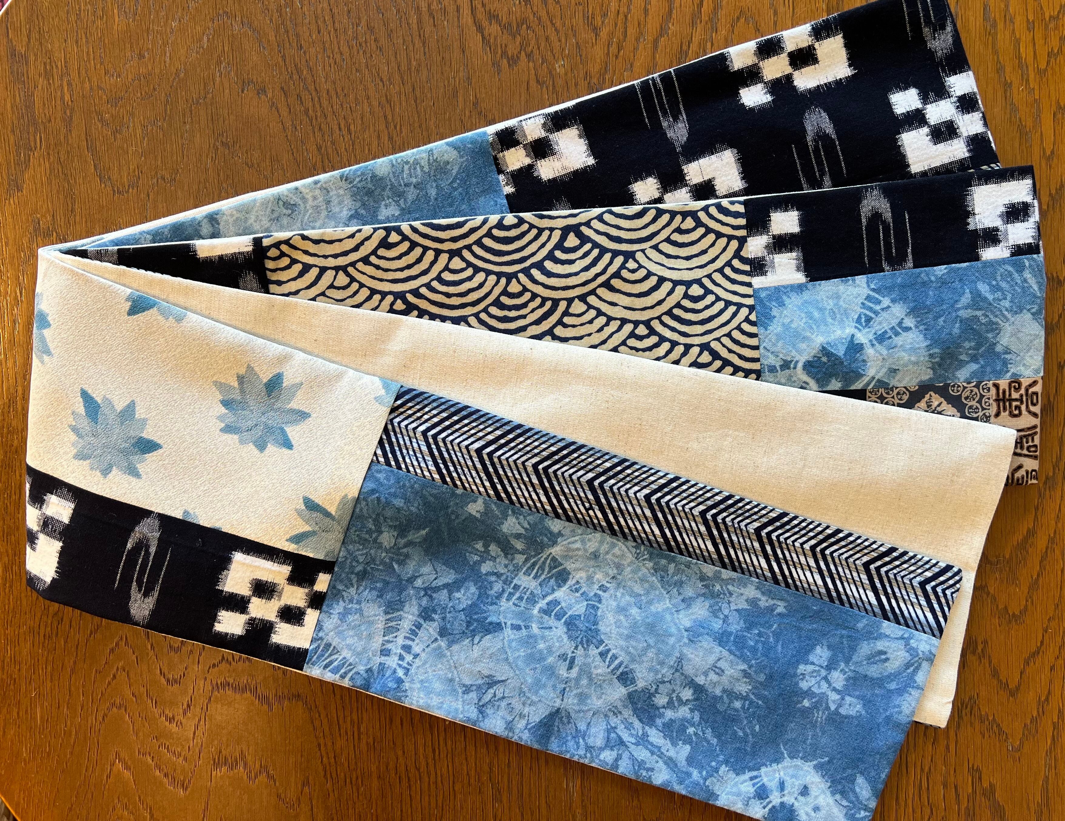 新作】古布・刺繍パッチワーク半幅帯 93 | Kohaku kimono