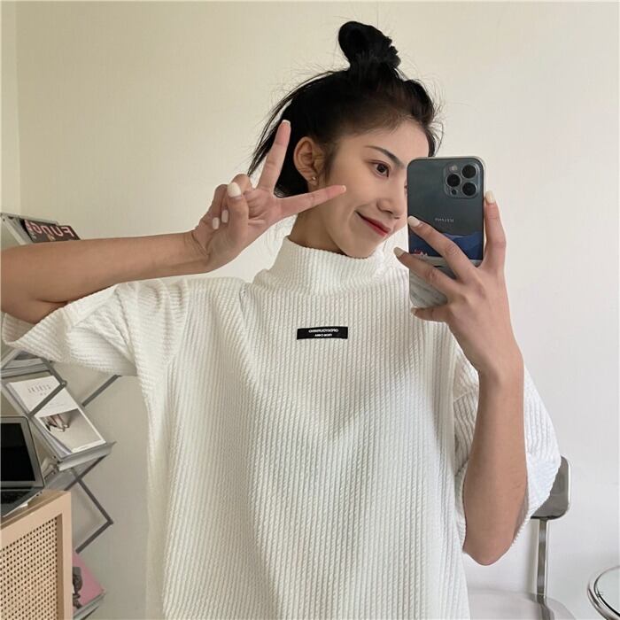 ルーズスプリングサマーカラーホワイトTシャツ シャツ カジュアル 春物 夏物 ケッペル59280419546