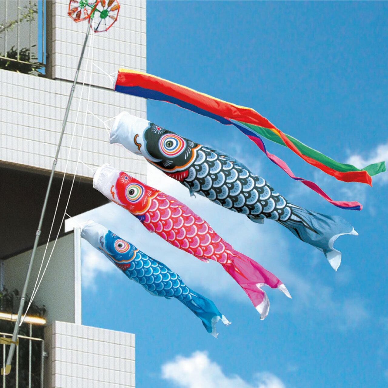 徳永鯉のぼり 【友禅鯉 ファミリーセット(1Ⅿ)】 ベランダ用|鯉のぼり|こいのぼり