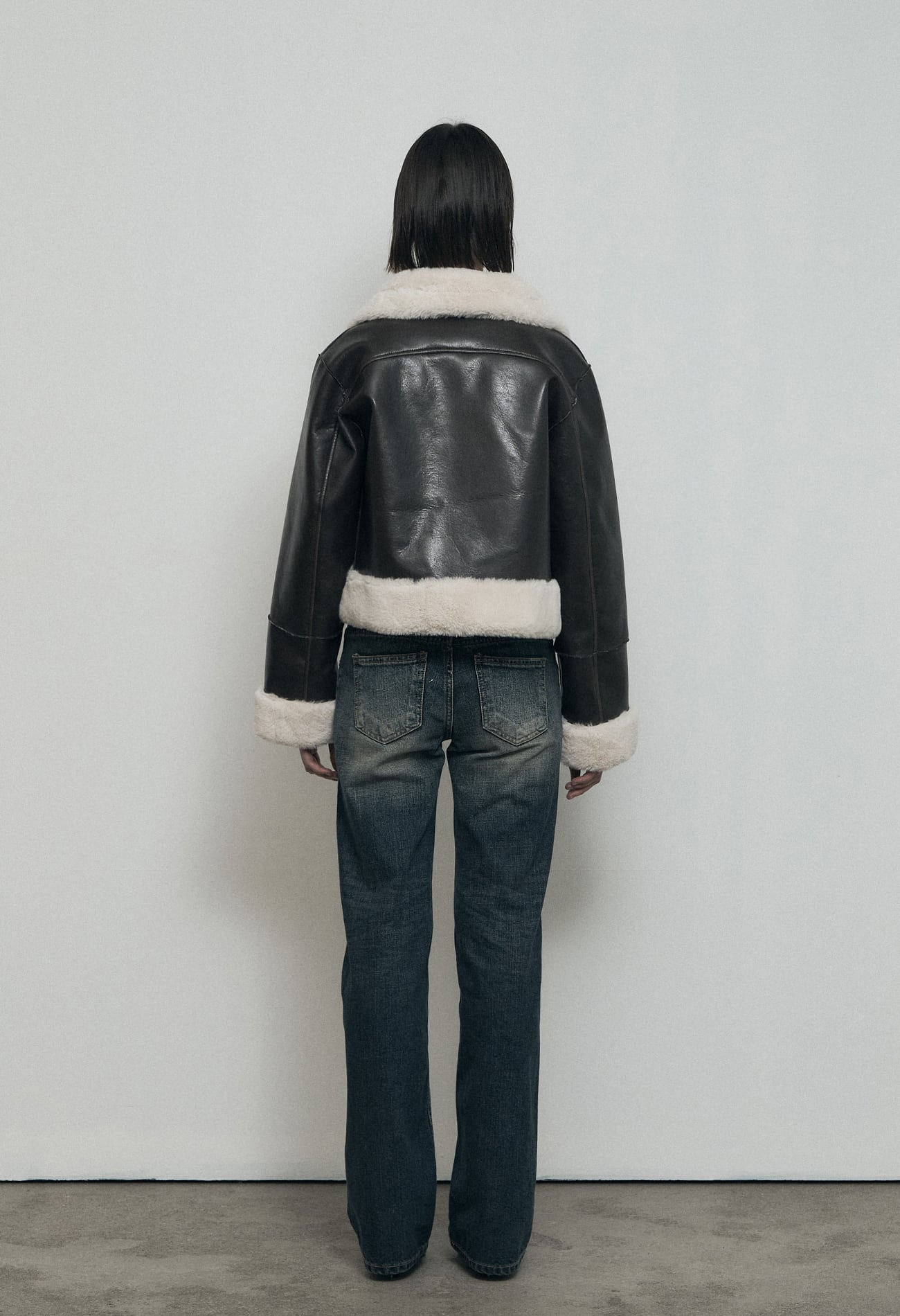 BOHEMIAN SEOUL] SLIM FIT SHEARLING JACKET, DARK BROWN 正規品 韓国