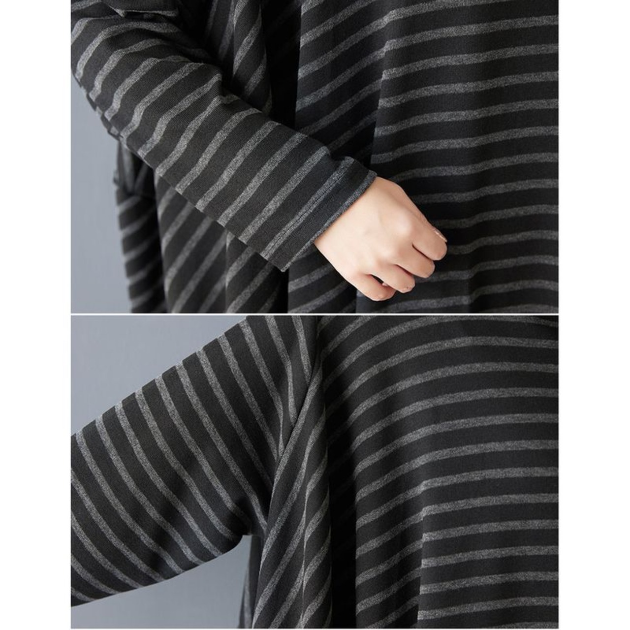 ボーダー コクーン ワンピース  00358