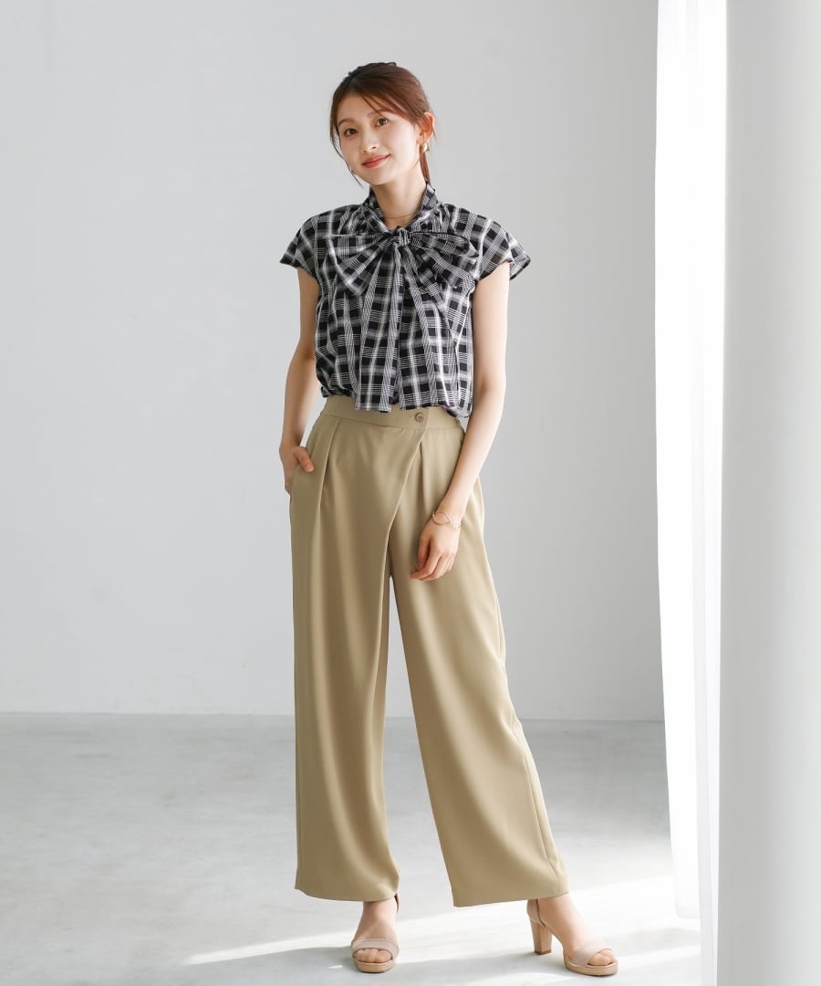 SALE 20％OFF】【 コットン100％ 】 シアーチェック・ リボンボウタイ