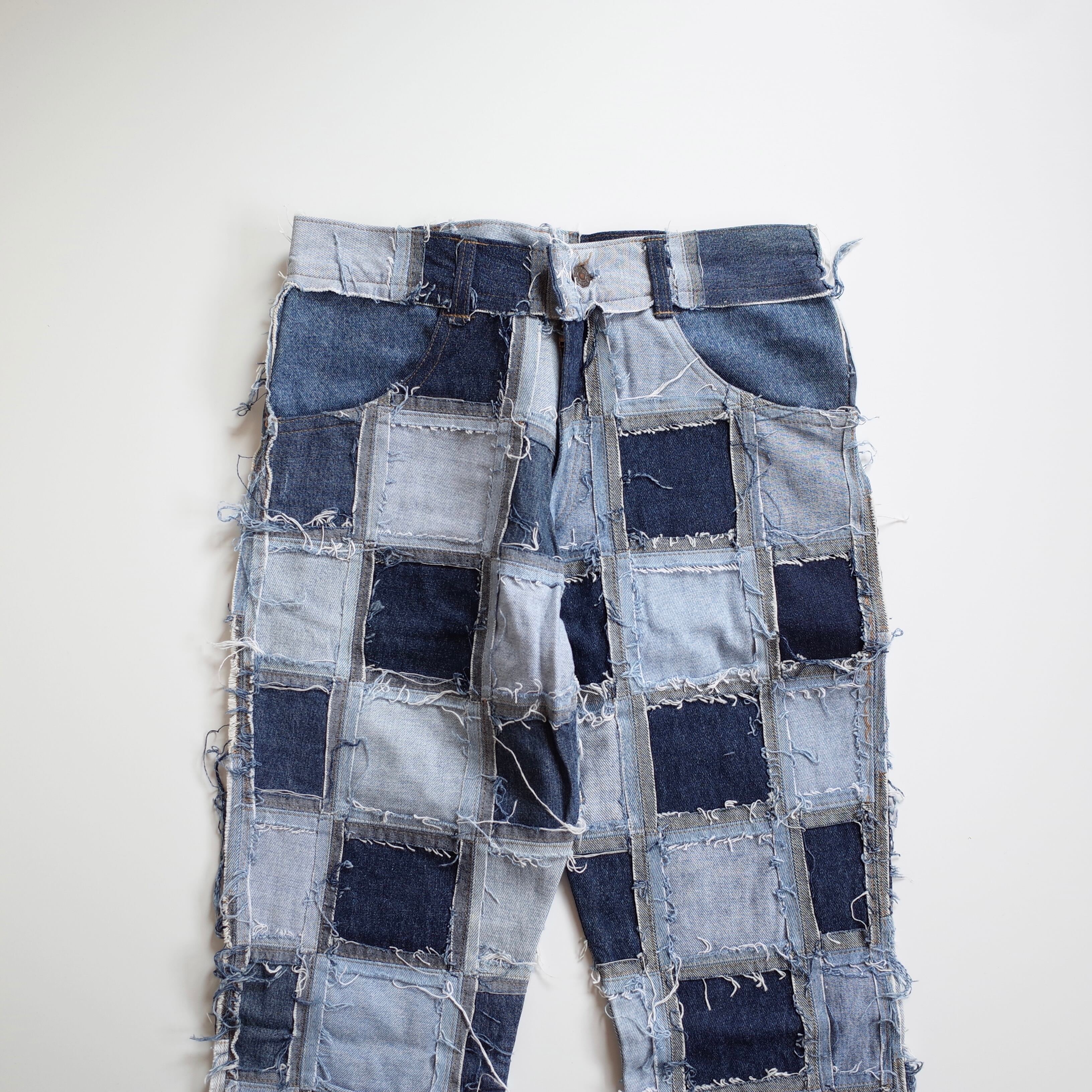 Crazy pattern remake flare denim pants