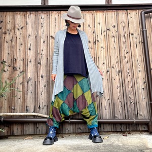 リブ編みニット変形カーディガン