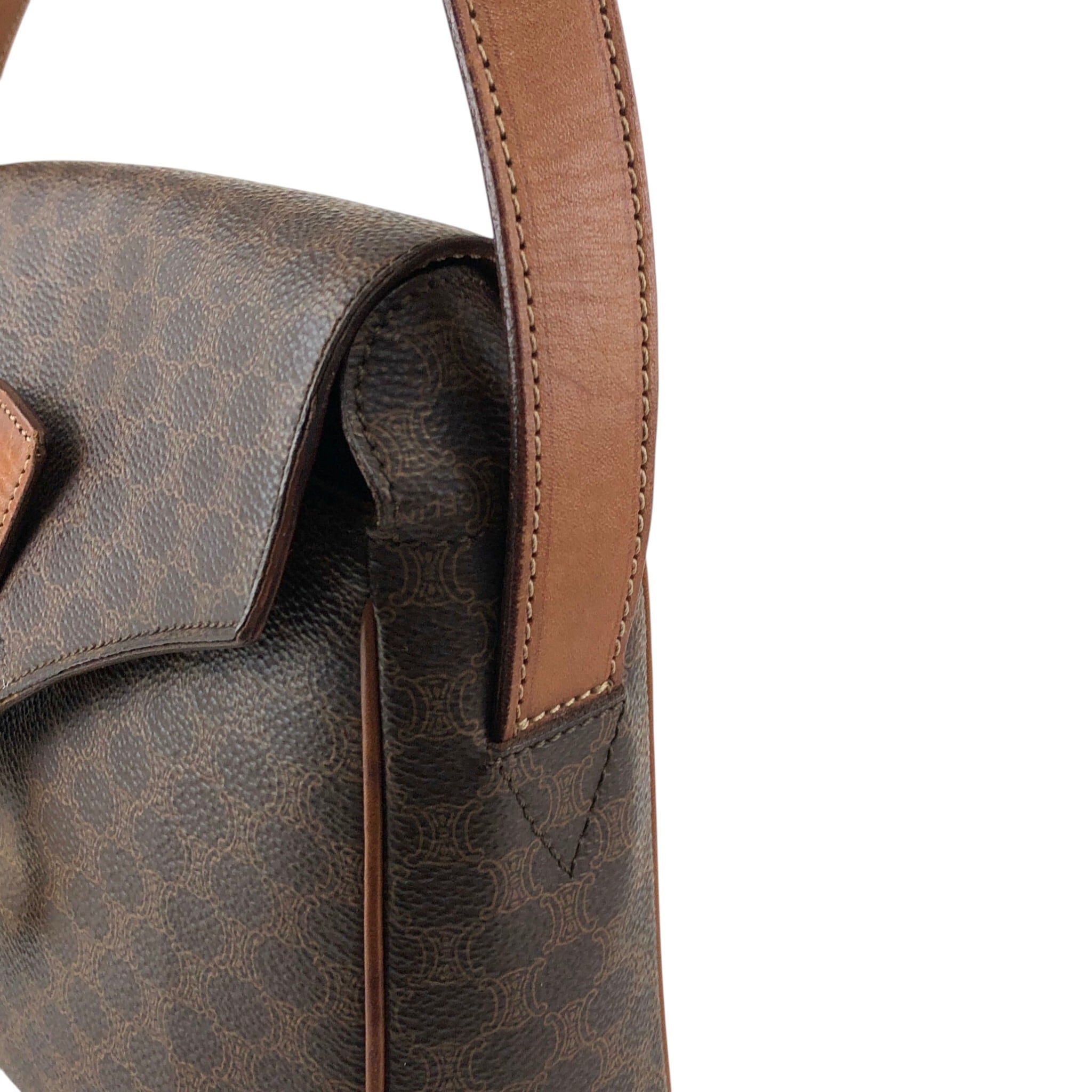 CELINE セリーヌ マカダム ショルダーバッグ ブラウン ホースビット