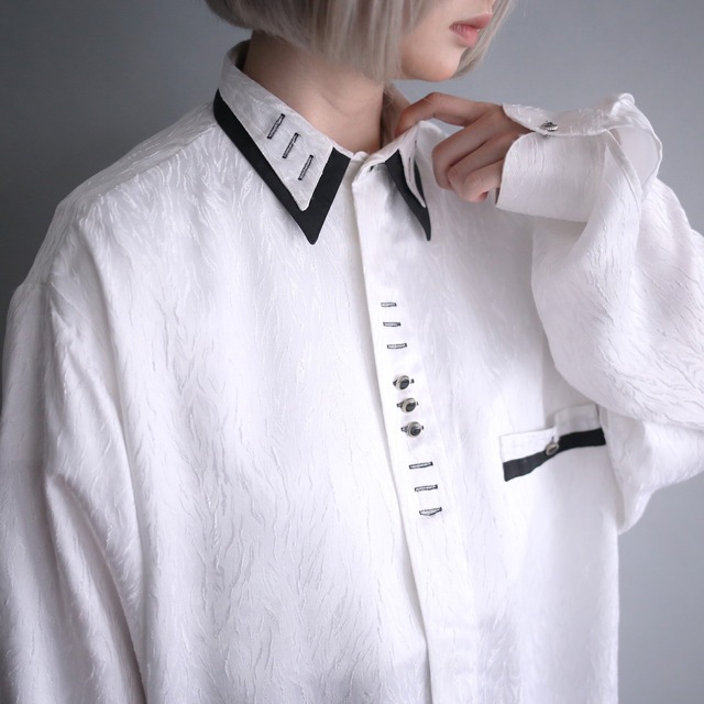 gloss fabric switching and button design shirt