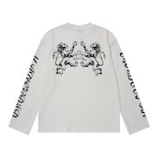 VINTAGE ストリート ダブルライオン ヘンリーネック ワッフルロングTシャツ T2292