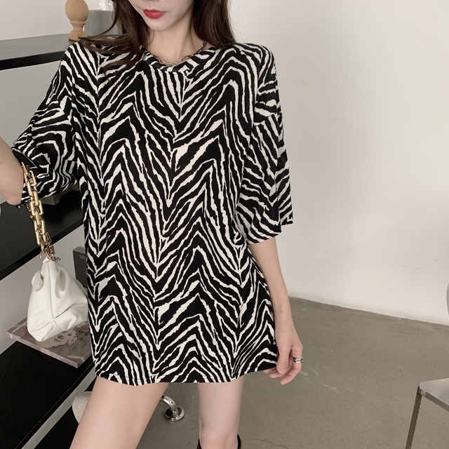 レッドスタイルプリント柄Tシャツ ルーズ薄手トップス YY-ファッション41060660444