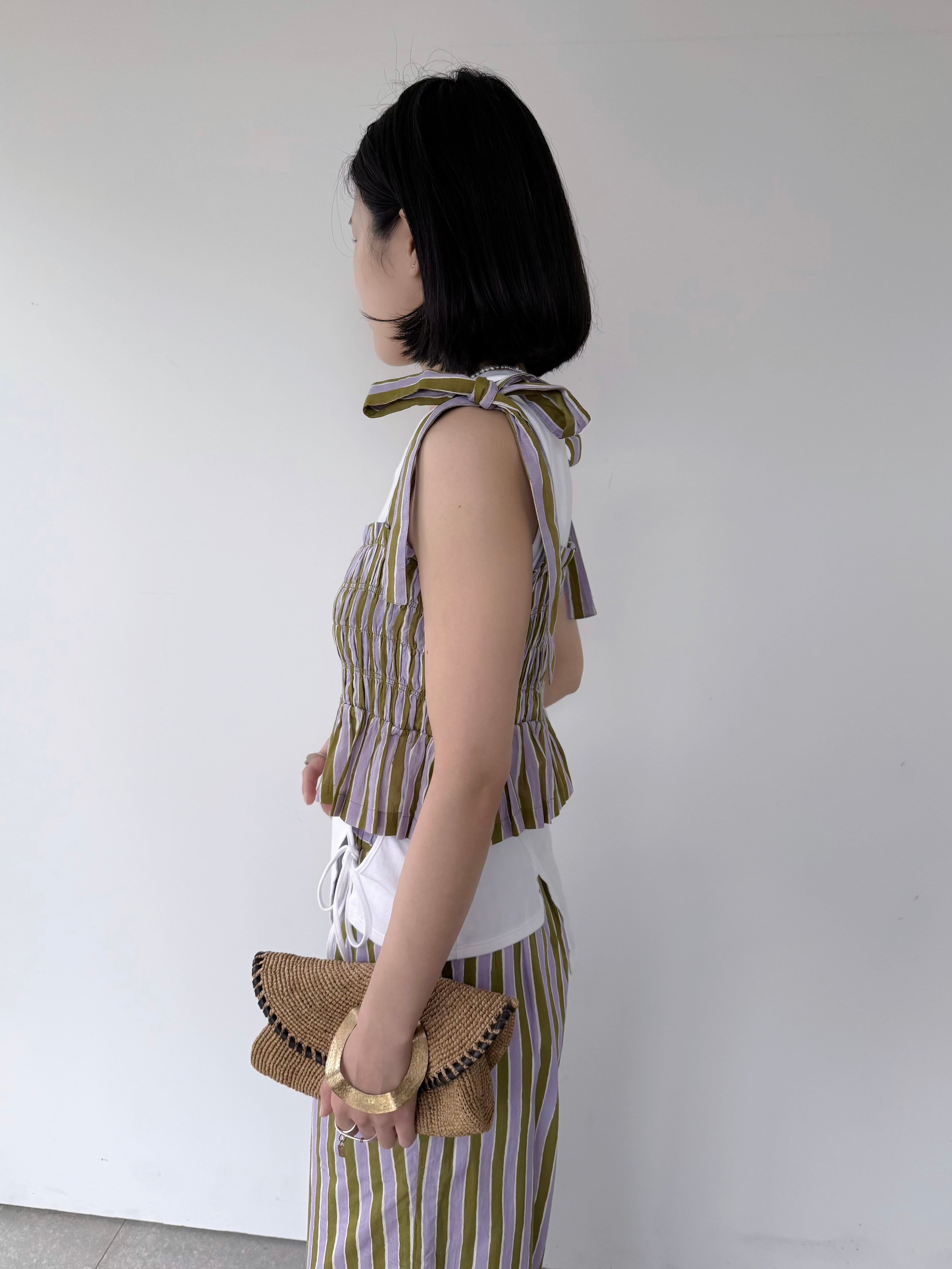 Sara Mallika Cotton Wave Strip Print Shiring Top | KOKO