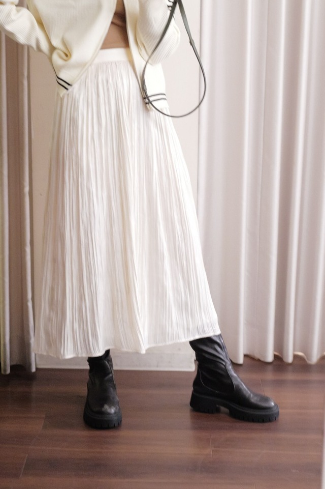 satin gather skirt white
