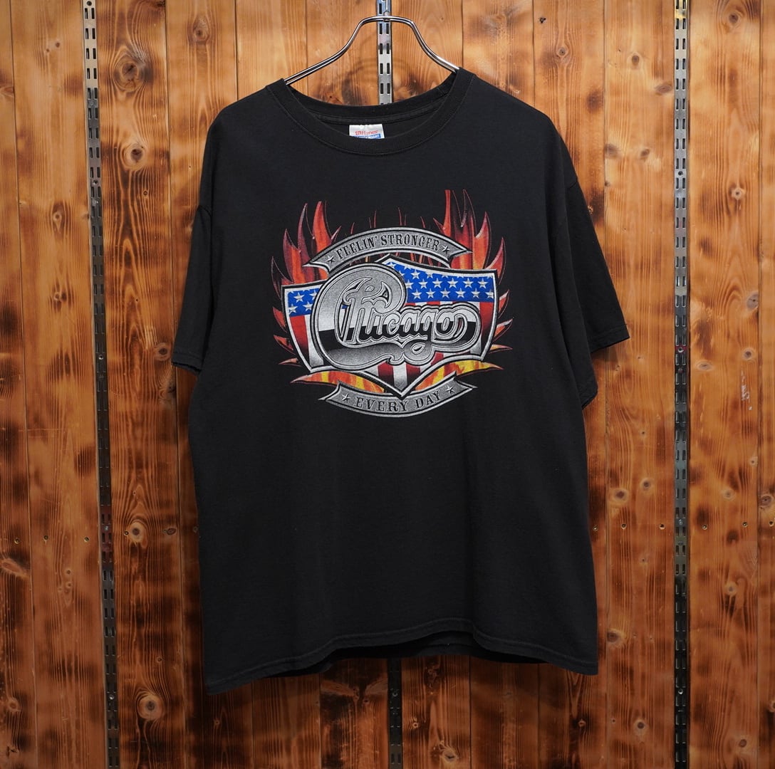 00s hanes chicago tour 2009 earth wind & fire ツアーTシャツ L/バンドTシャツ ブラック 黒