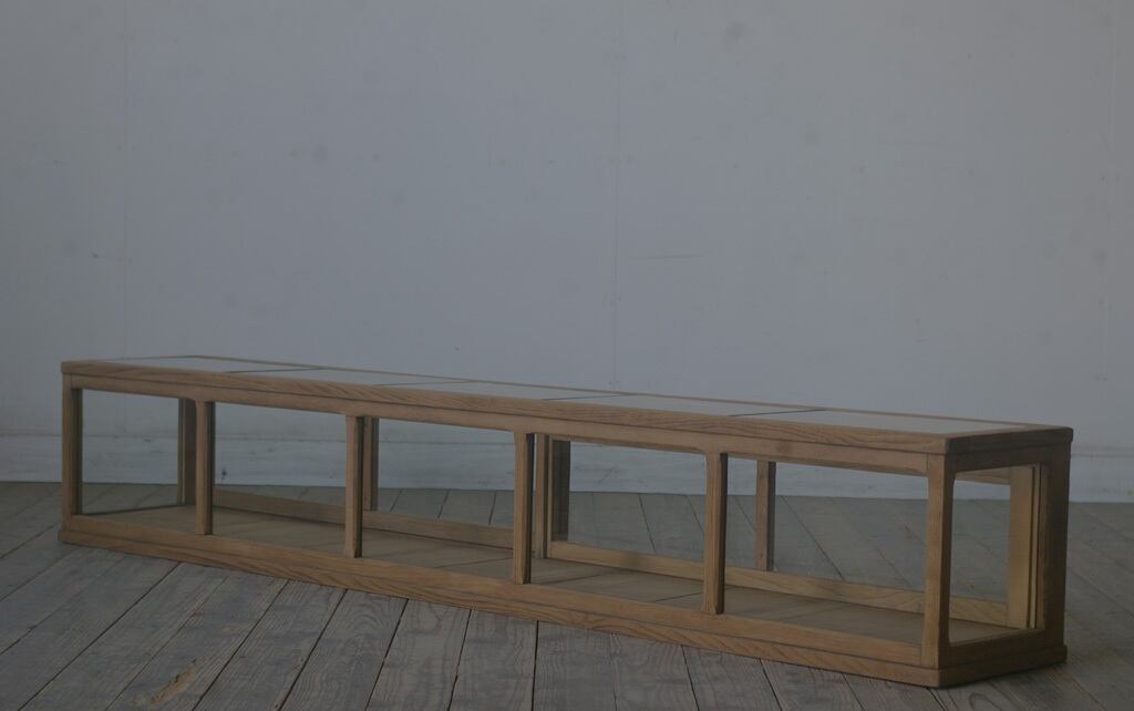 アンティーク ナラ 無垢材 ガラスショーケース 古家具 無塗装 レトロ アンティーク ナラ 無垢材 ガラスショーケース 古家具 無塗装