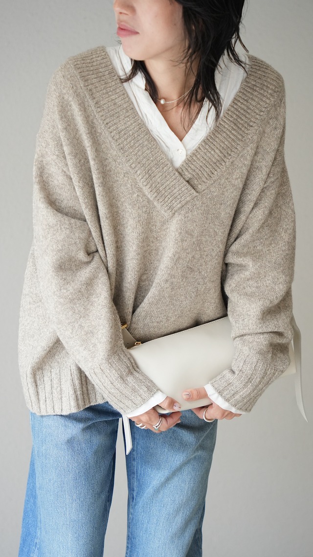 Italian yak wool oversized 2way tops 　