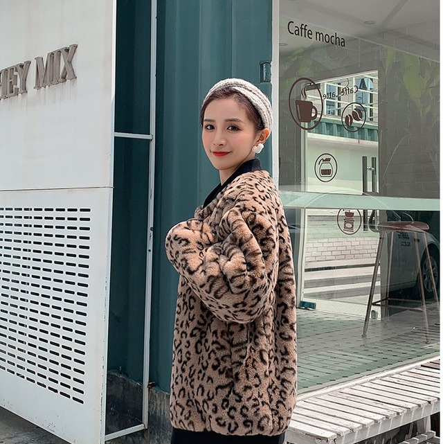 【送料無料】 アウター ブルゾン レオパード アニマル柄 個性派 ジャンパー もこもこ 原宿 渋谷 おでかけ 秋冬 ヒョウ柄 ベージュ OT-002AR