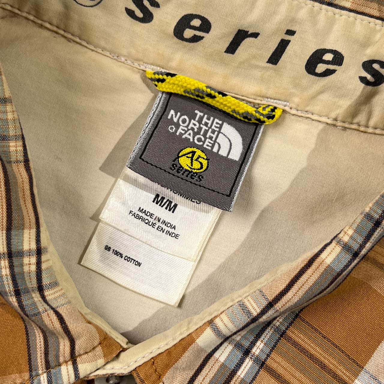 希少 レア THE NORTH FACE ザ・ノース・フェイス A5 Series チェック柄 長袖 ワークシャツ M/オレンジ ベージュ系 メンズ インド綿 アウトドア