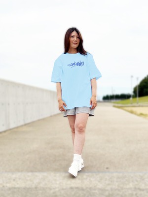 オリジナルTシャツ　タギングロゴ　ライトブルーｘロイヤルブルー