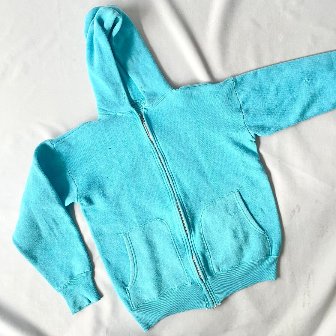 60s vintage turquoise separate pocket zip sweat parker ターコイズ  