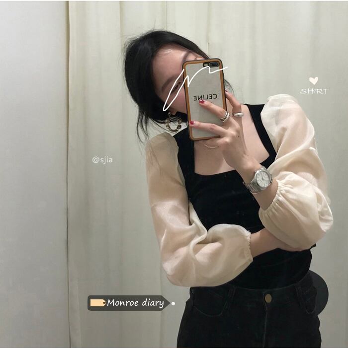 スタイルカラーシャツ オータム薄手ショートトップス ロング 秋物 スクウェア モンロー17336329431