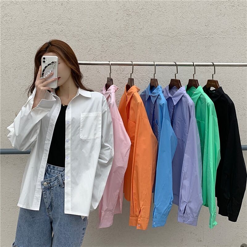 ルーズブラウス ホワイトシャツ スプリングスタイルトップス ロング 春物 YY-ファッション82815259626