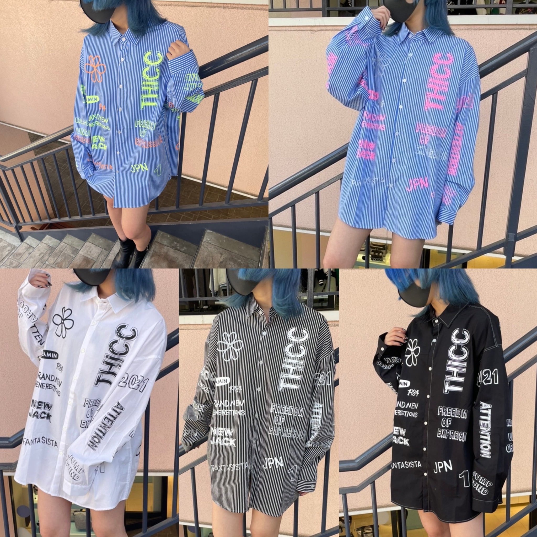 ストライプ シャツ PAINT STRIPE SHIRTS ・ 韓国 kpop ストリート おしゃれ アウター ファッション メンズ レディース  THICC チック gori'z 2022