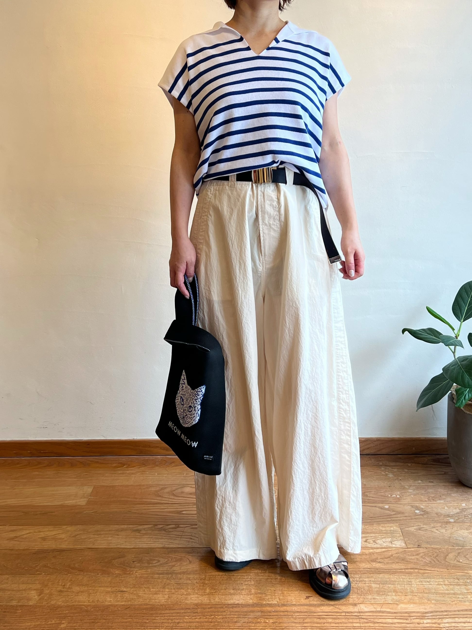 MEYAME サイドラインワイドパンツ MEYAME / コットンリネンサイドラインワイドパンツ | anouk