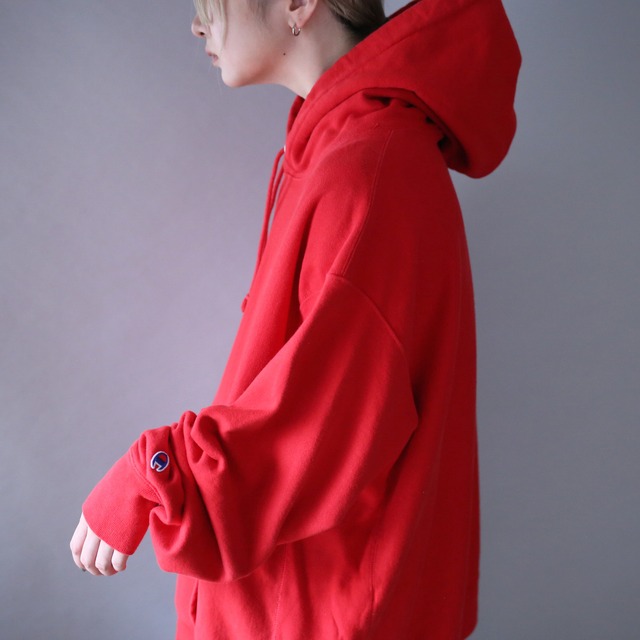 "Champion" red color silhouette reverse wave sweat parka