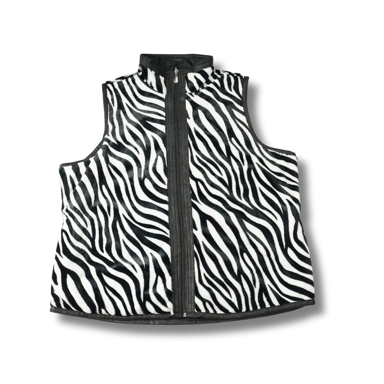 Coso Casuals ゼブラ柄 フリース×ナイロン リバーシブル ベスト(1X・実寸XL相当)|NA459