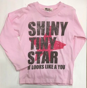 【120㎝】長袖Tシャツ／ピンク・茶ロゴ・星