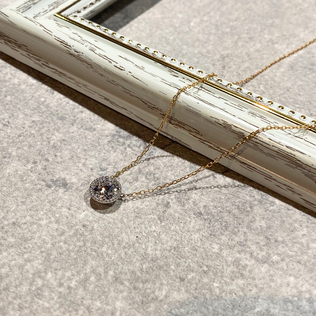 ラボグロウンダイヤ ネックレス】 1.03ct Pt/K18 イエローゴールド