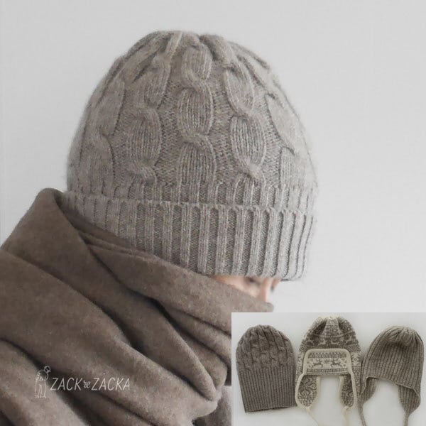 羊ウール100% モンゴル ニット帽 やわらかで温かい