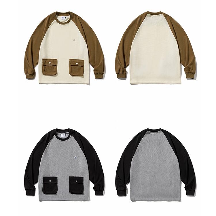 ★CONTRAST COLOR STITCH PULLOVER TOP　　　A0699