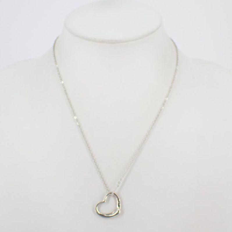 美品TIFFANY ティファニー オープンハート ネックレス シルバー ロゴ