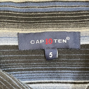 【CAPTEN】ストライプシャツ マルチカラー マルチストライプ 長袖シャツ ボタンダウン カジュアルシャツ ポリシャツ XL相当ビッグシルエット 古着