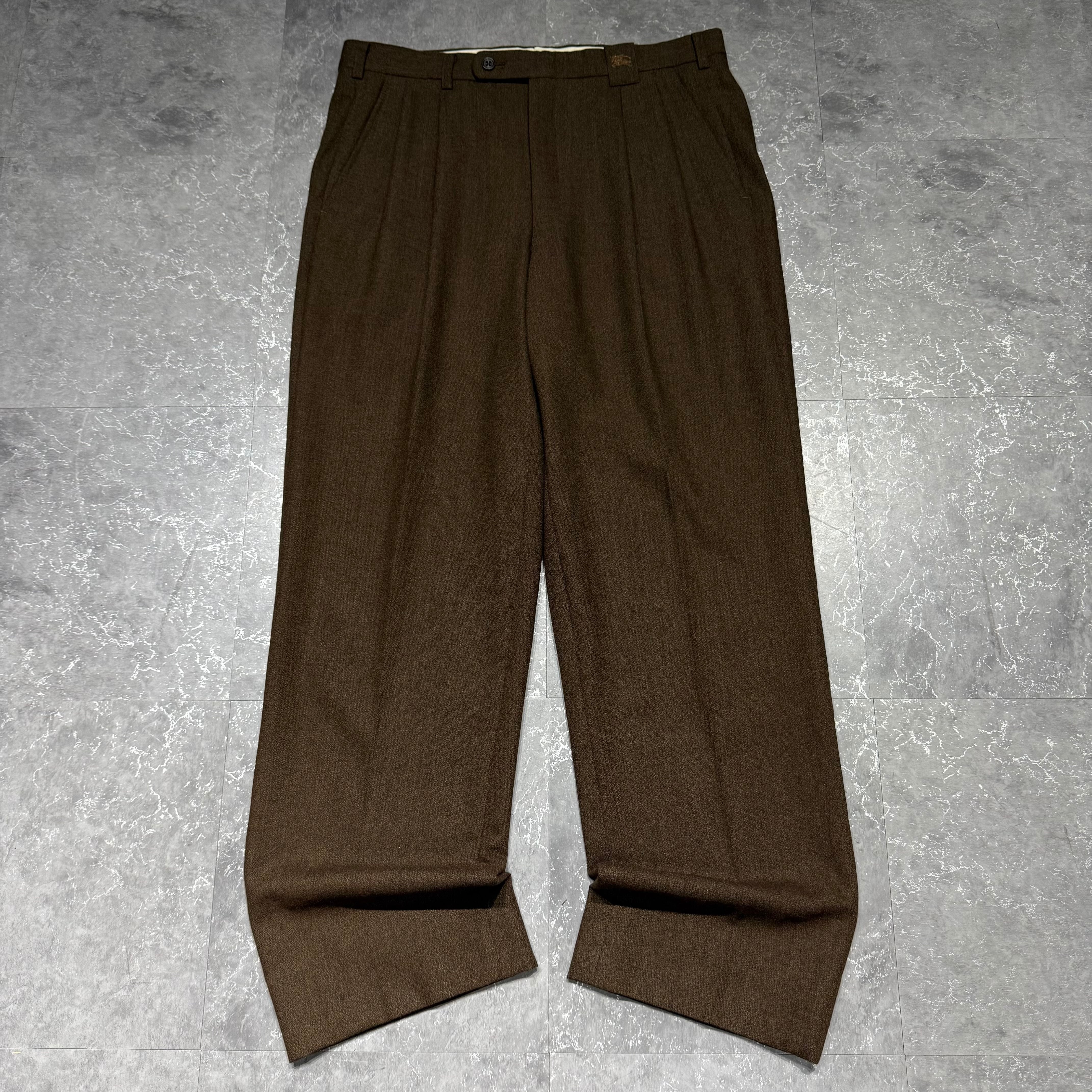 パンツ 90s ARMANI wool rayon draped wide slacks 90s~ EMPORIO ARMANI rayon × wool drape wide slacks 