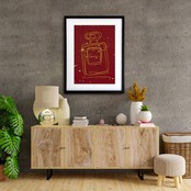 EAU DE PARFUM N°22｜香りの余韻を一筆で描く上品ミニマル香水アートポスター｜ホテルライク空間に映える静かな一枚｜A2ポスター