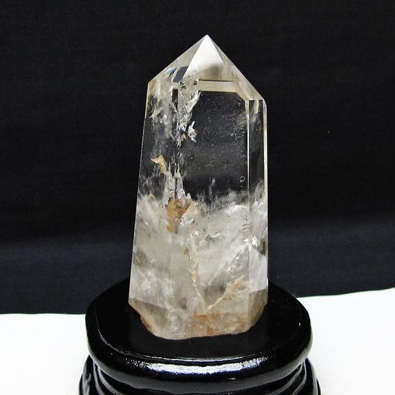水晶 六角柱 虹入り 水晶 ポイント 台座付属 置物 原石 一点物 152-4508