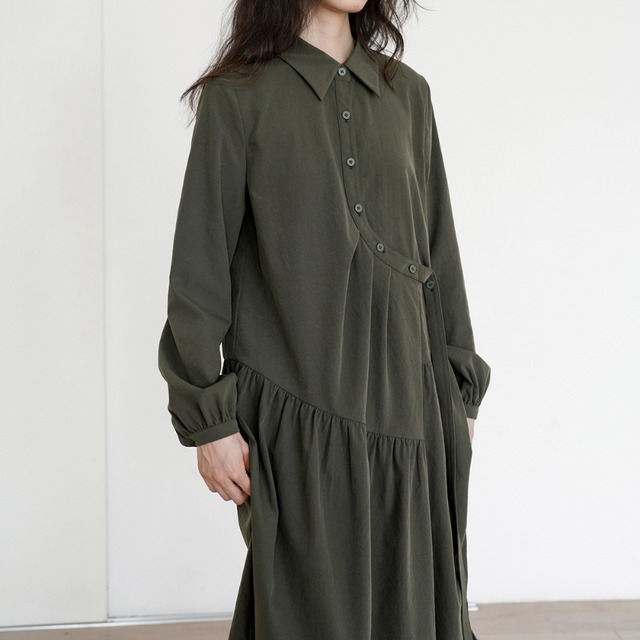 button curve shirt one-piece　J00208