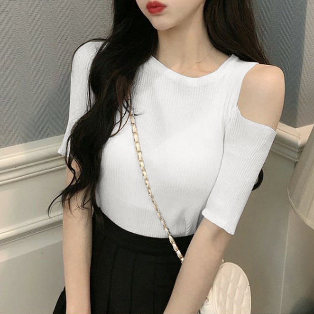 肩出し ニット トップス レディース 春夏 韓国 大人 きれいめ おしゃれ かわいい 肌見せ ストレッチ フェミニン 大人可愛い 大人女子