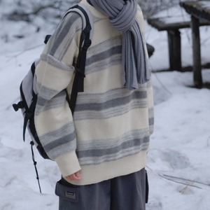 ルーズレトロボーダーニット　1047