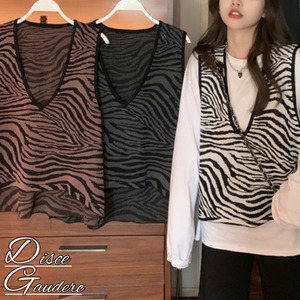 【韓国通販 dgo】v-neck zebra design vest 3colors（B1254）
