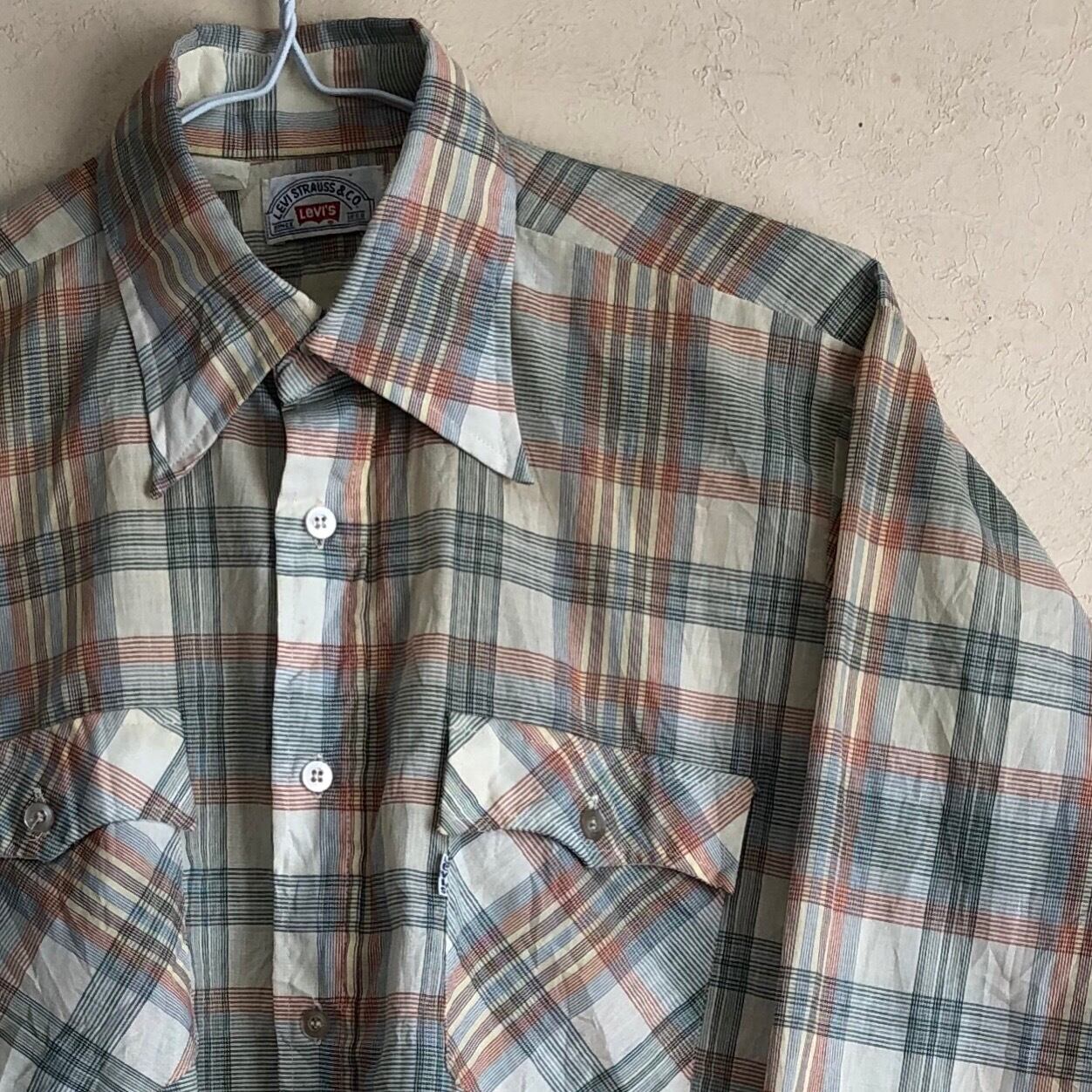 【Lサイズ】Levi's USA製 90s 長袖シャツ 大きめサイズ マルチカラー チェック柄 90s古着 US古着