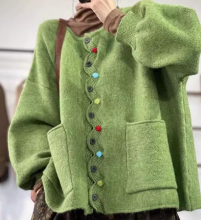 Button-down  casual cardigan sweater(CF147)