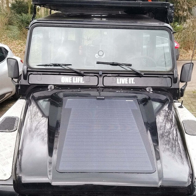 ランドローバー ディフェンダー 110/90 (1984-2006) Lensun 75W ボンネットフレキシブルソーラーパネル