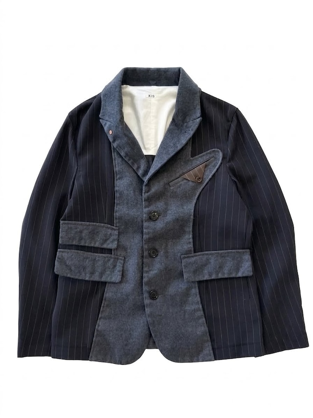KHOKI【Combination boiled wool blazer】
