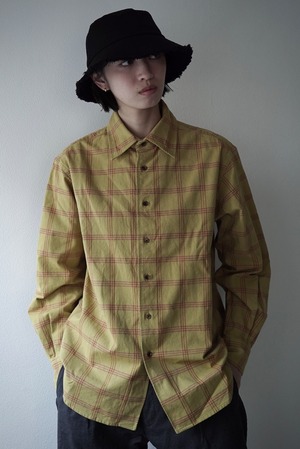 Amunzen Chambray Check / 4 Tuck Shirts（MUSTARD）